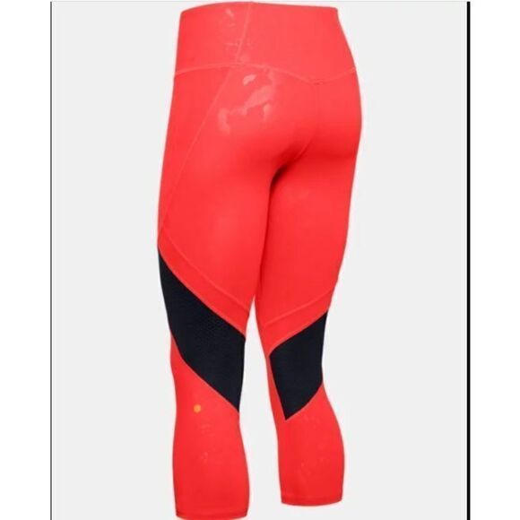 Under Armour 1355233 Women's Sz XS Beta Red Rush Compression Crop Leggings - Picture 2 of 4